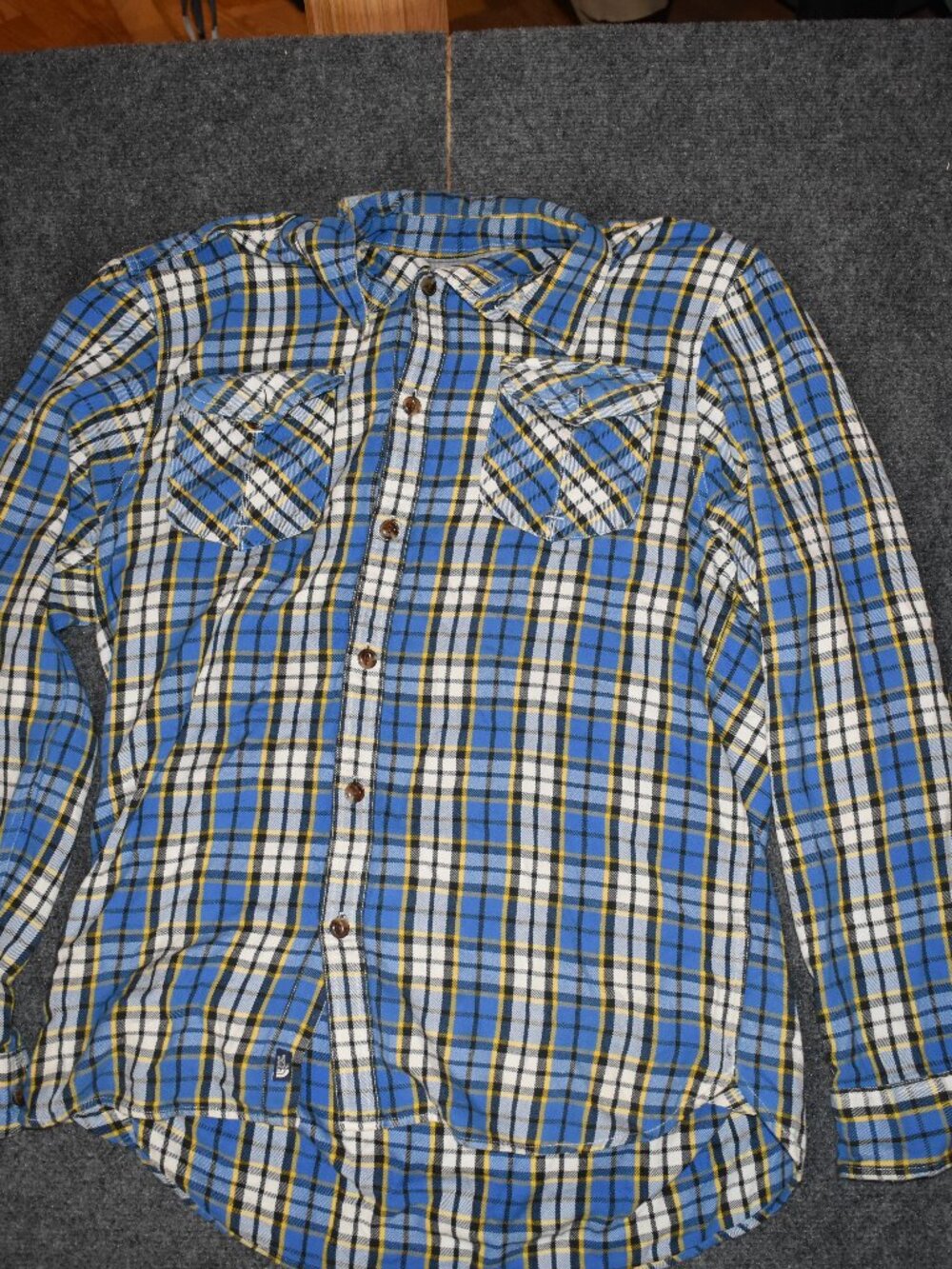 The North Face Shirt Adult Mens L Blue Plaid Long Sleeve Button Front Pockets